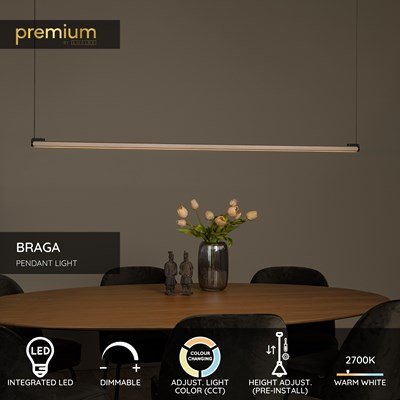 Lucide BRAGA - Hanging Lamp - LED Dimb. - CCT - 1x36W 2700K/4000K - Hand Motion Sensor - Coffee | Premium